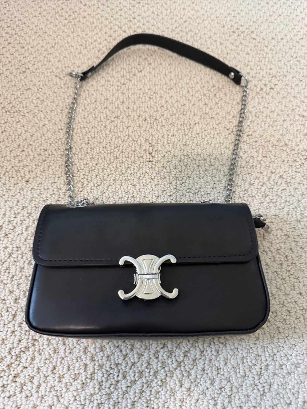 EGO Black Crossbody Bag with Silver Hardware